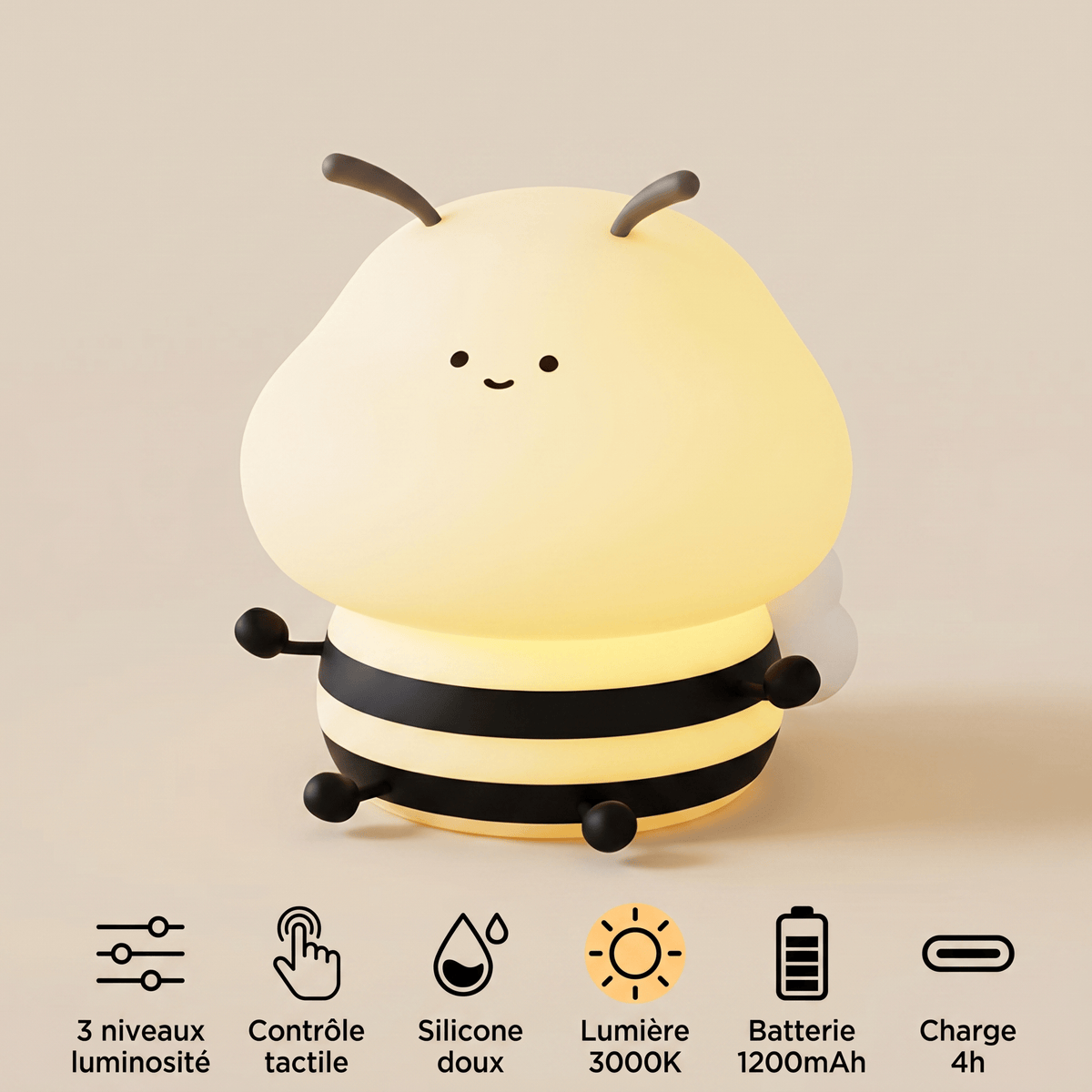 Veilleuse abeille bébé rechargeable LED Les Petites Loupiotes