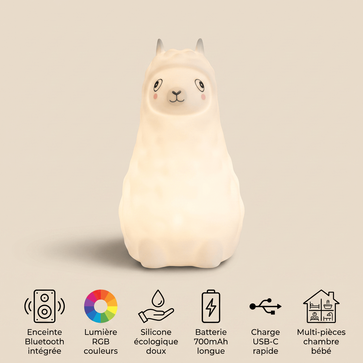 Veilleuse alpaga LED rechargeable Les Petites Loupiotes