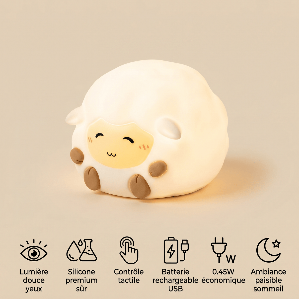 Veilleuse alpaga rechargeable LED Les Petites Loupiotes