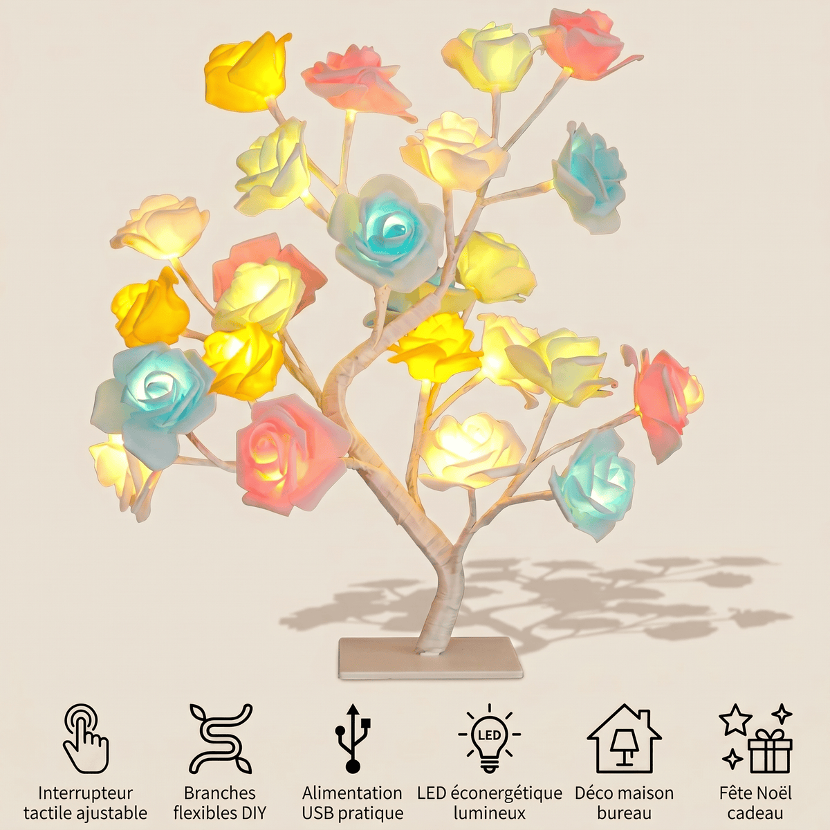 Veilleuse ampoule fleur rechargeable LED Les Petites Loupiotes