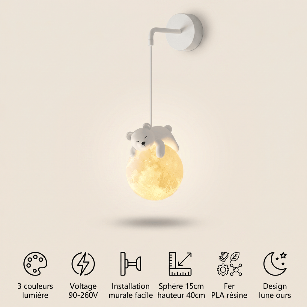 Veilleuse applique murale enfant ours LED Les Petites Loupiotes