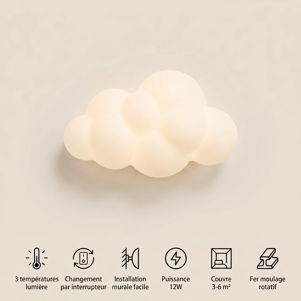 Veilleuse applique murale nuage LED Les Petites Loupiotes