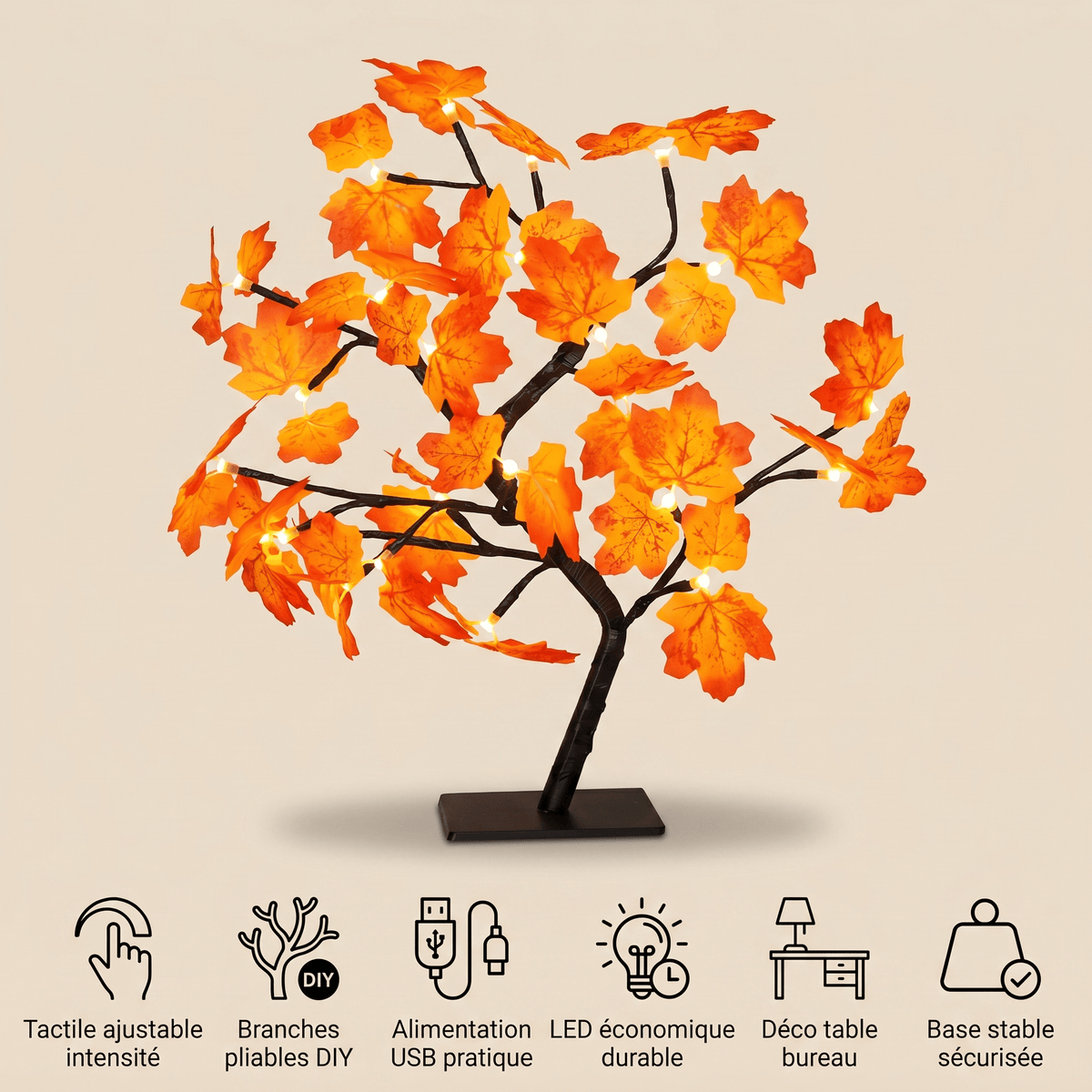 Veilleuse arbre lumineux automne rechargeable LED Les Petites Loupiotes