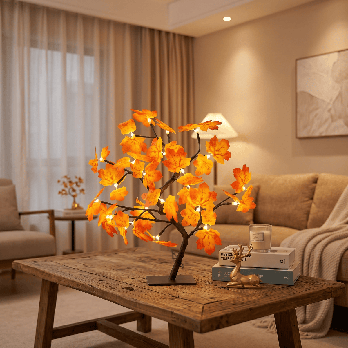 Veilleuse arbre lumineux automne rechargeable LED Les Petites Loupiotes