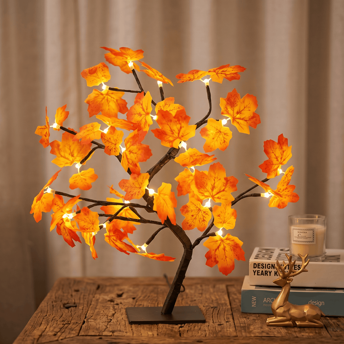 Veilleuse arbre lumineux automne rechargeable LED Les Petites Loupiotes