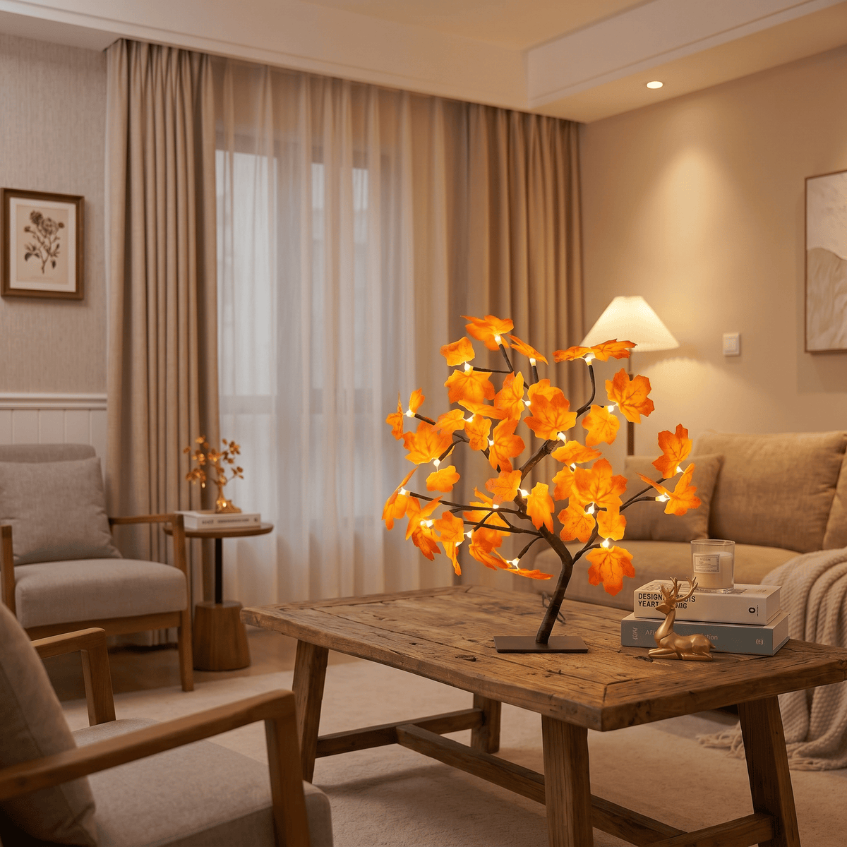 Veilleuse arbre lumineux automne rechargeable LED Les Petites Loupiotes