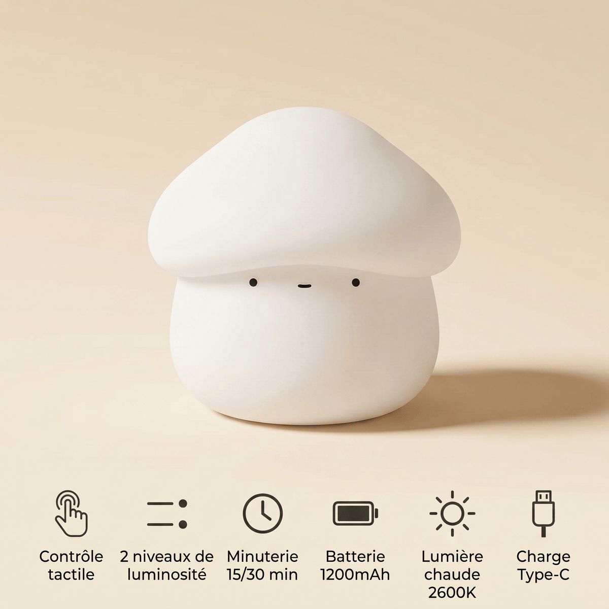 Veilleuse bébé champignon rechargeable Les Petites Loupiotes