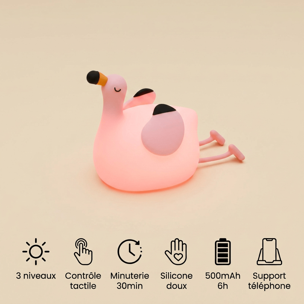 Veilleuse bébé flamant rose rechargeable Les Petites Loupiotes