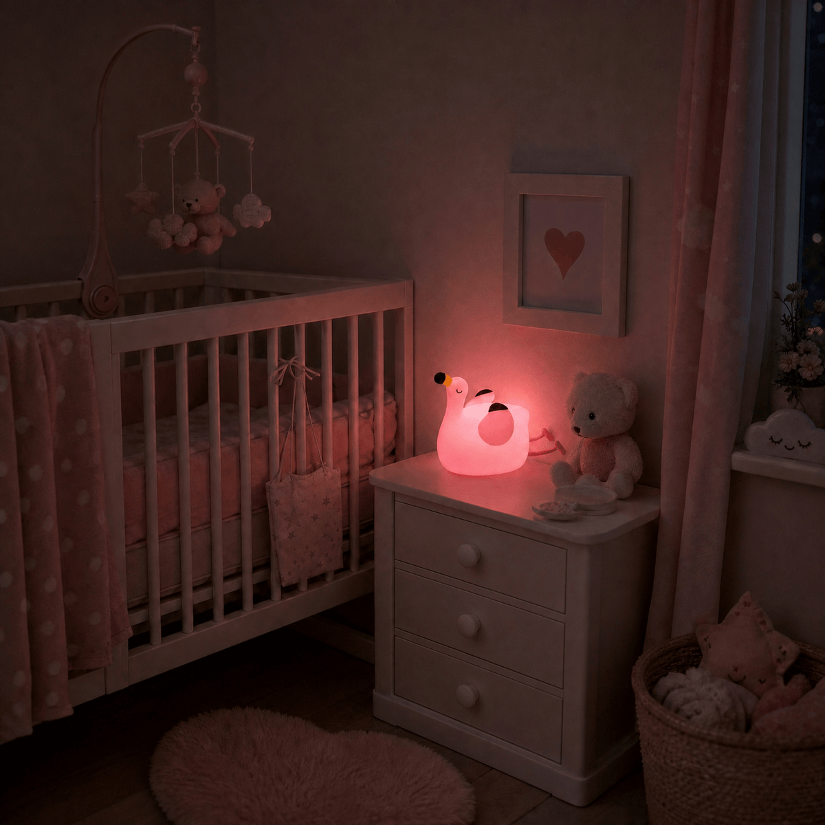 Veilleuse bébé flamant rose rechargeable Les Petites Loupiotes