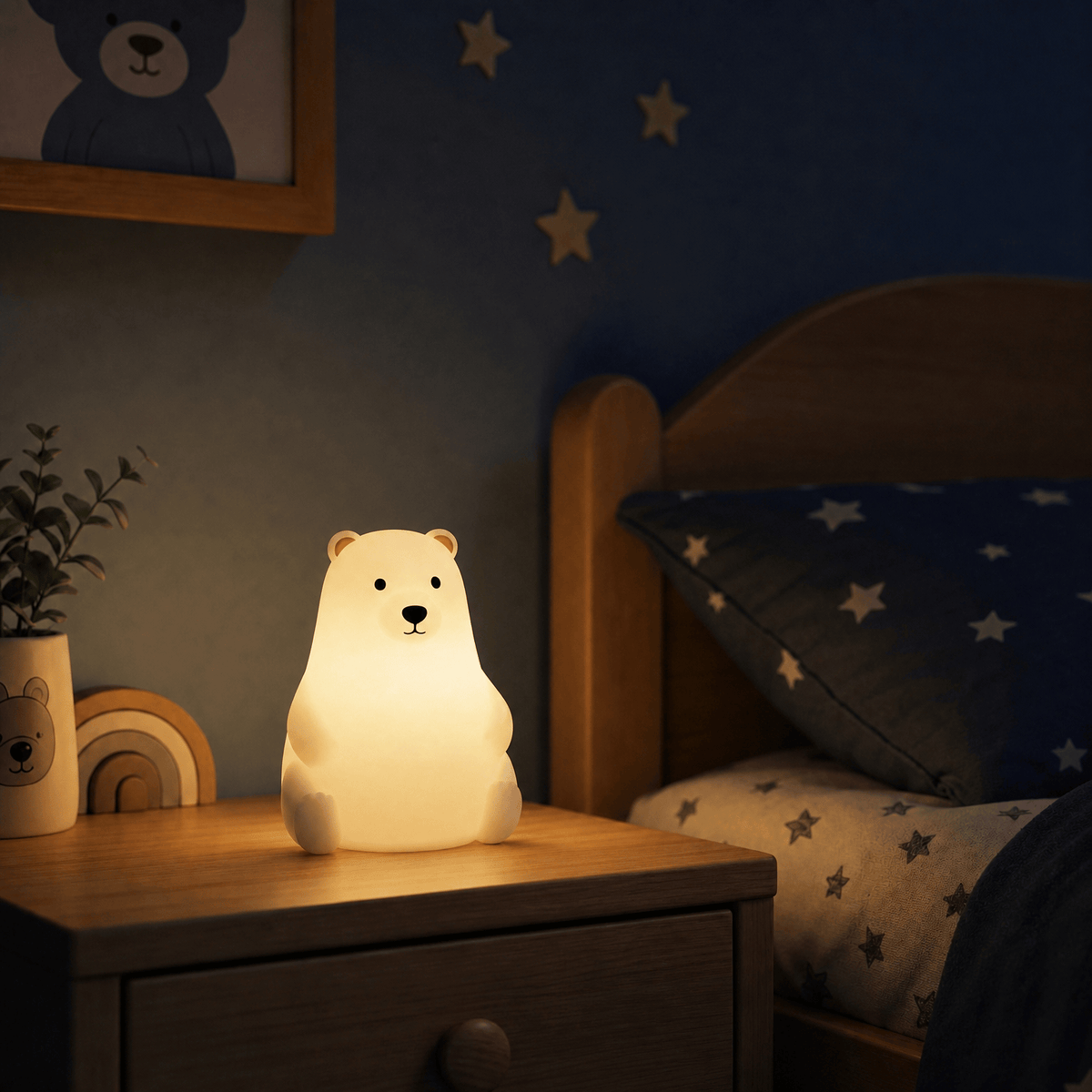 Veilleuse bébé ours polaire rechargeable LED Les Petites Loupiotes
