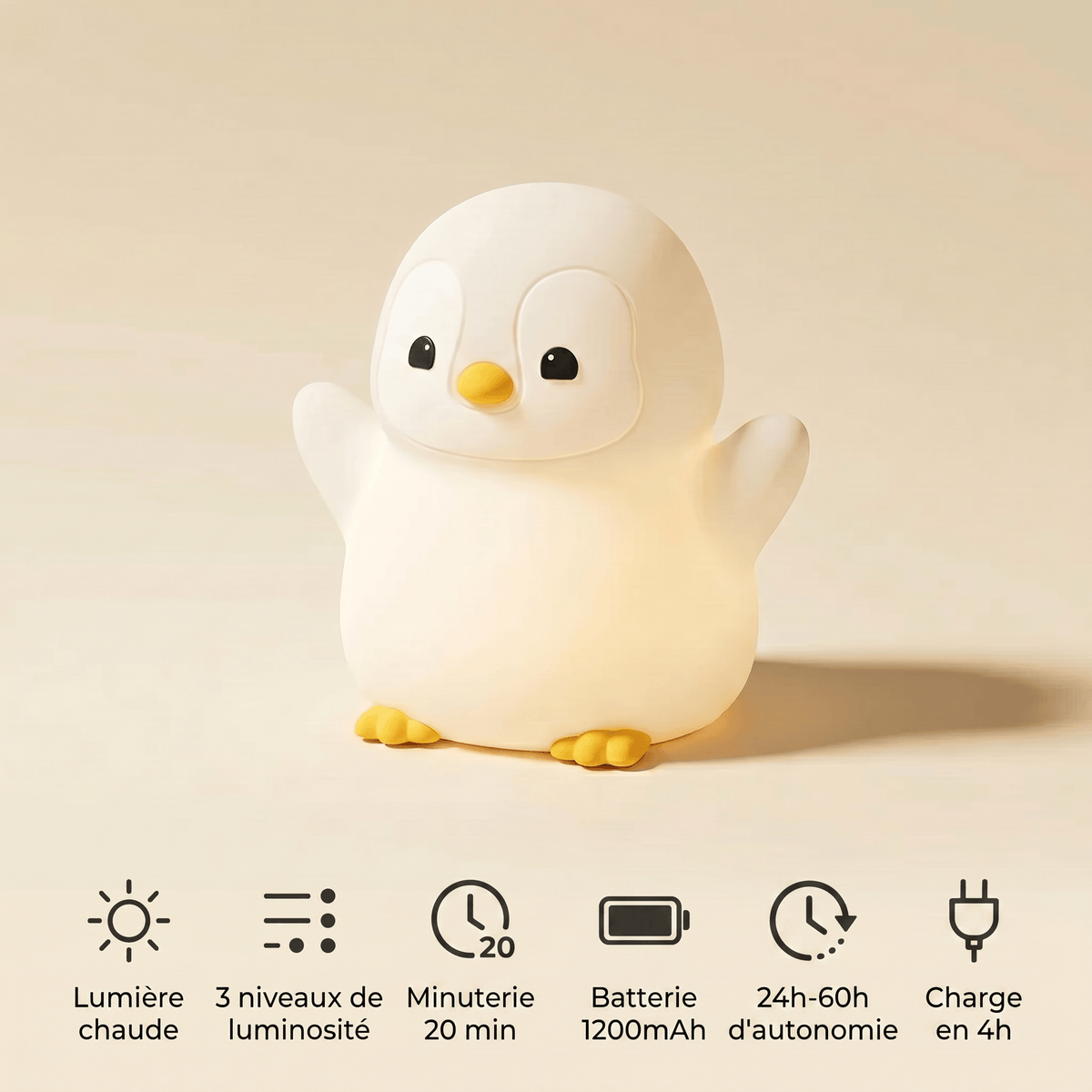 Veilleuse bébé pingouin rechargeable Les Petites Loupiotes