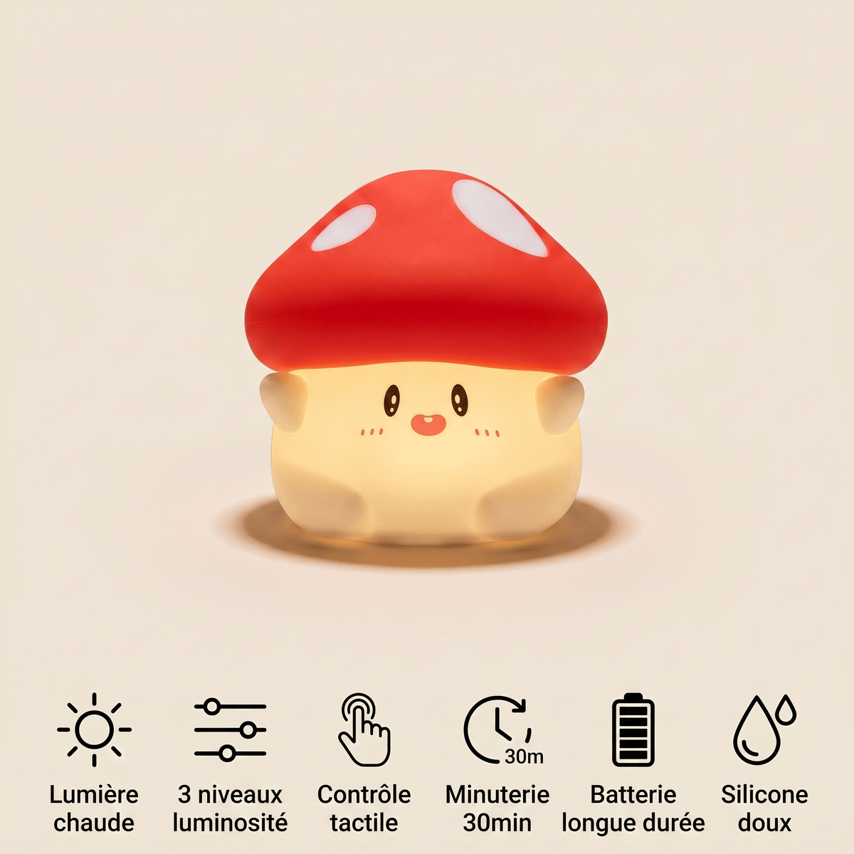 Veilleuse champignon tactile rechargeable LED Les Petites Loupiotes