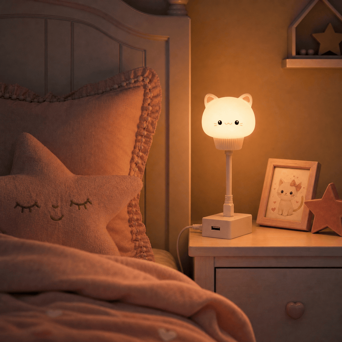 Veilleuse chat cable USB rechargeable LED Les Petites Loupiotes