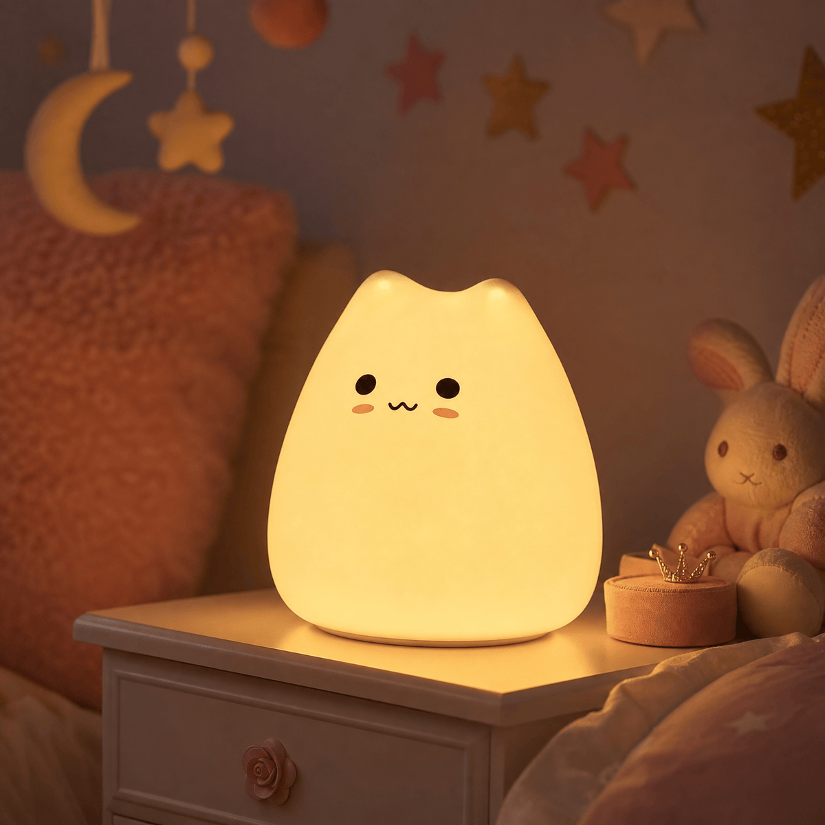 Veilleuse chat chambre bébé rechargeable LED Les Petites Loupiotes