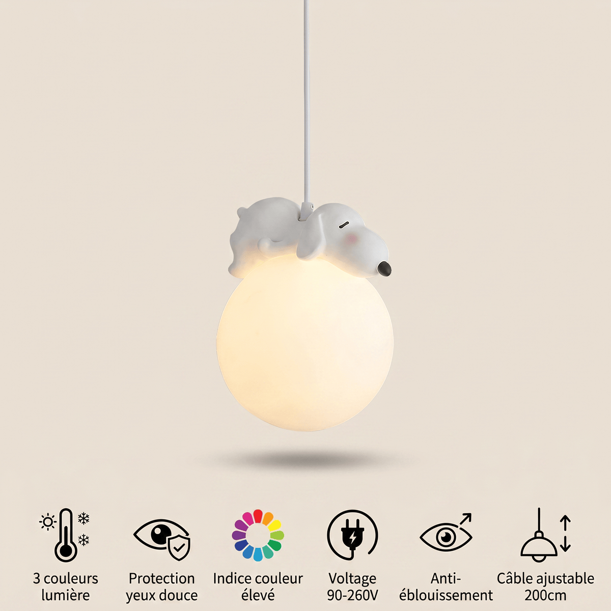 Veilleuse chien suspension LED Les Petites Loupiotes