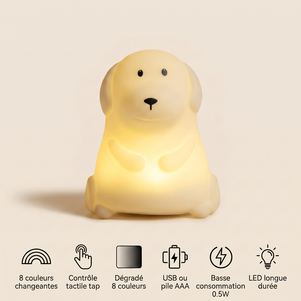Veilleuse de nuit chien rechargeable LED Les Petites Loupiotes