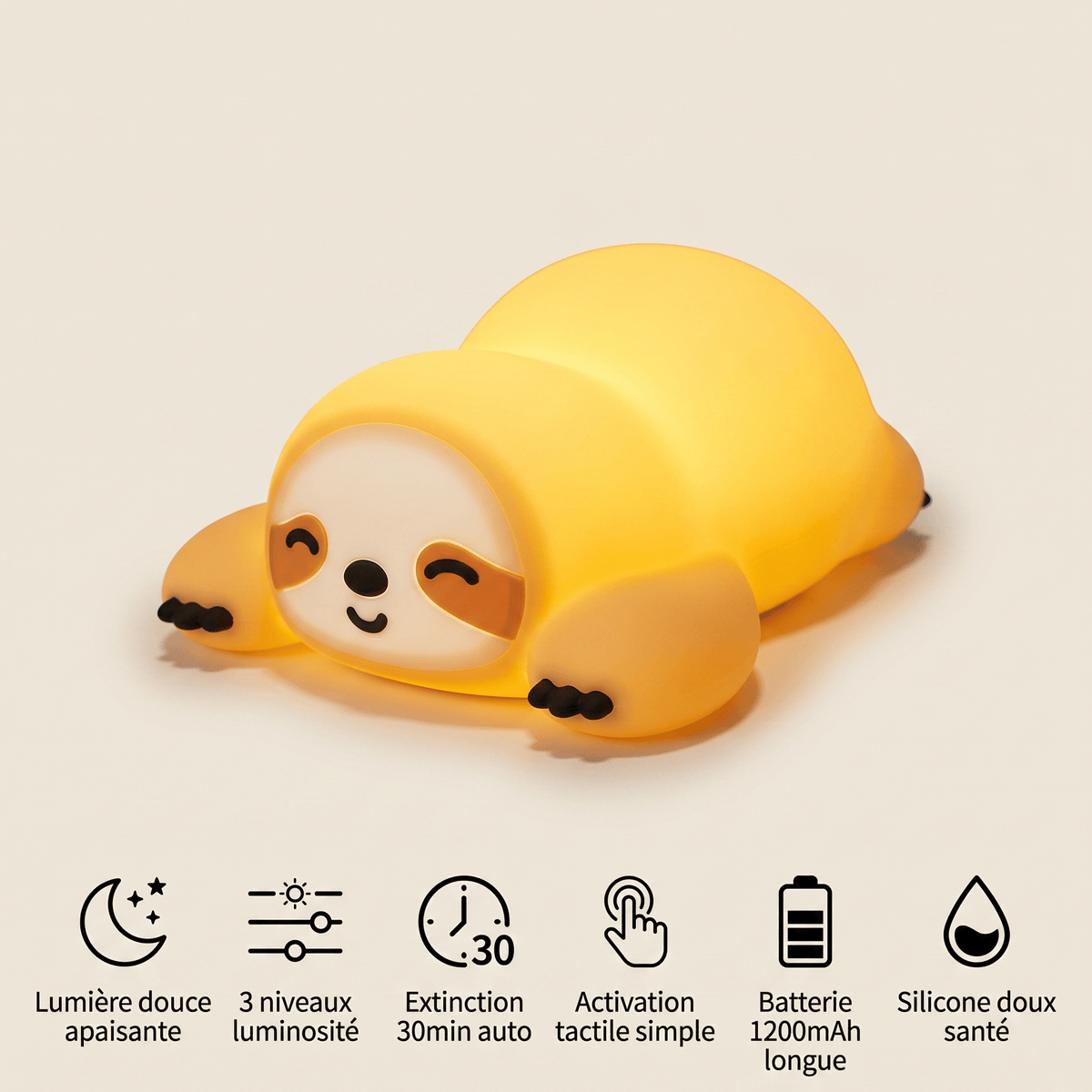 Veilleuse de nuit paresseux rechargeable LED Les Petites Loupiotes