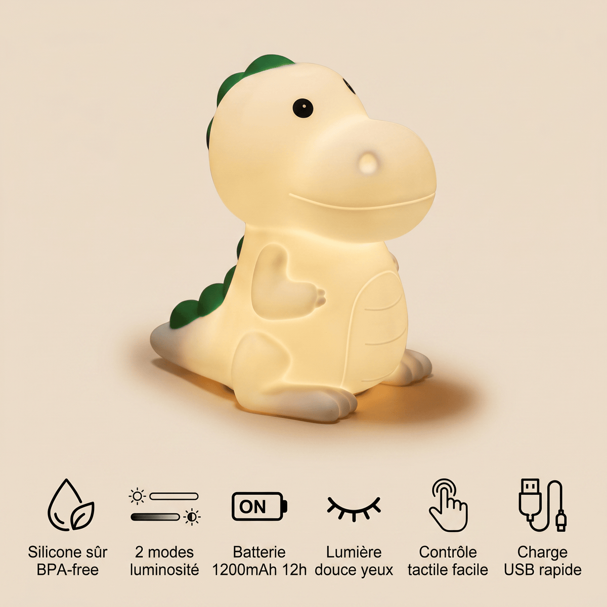 Veilleuse dinosaure enfant rechargeable LED Les Petites Loupiotes