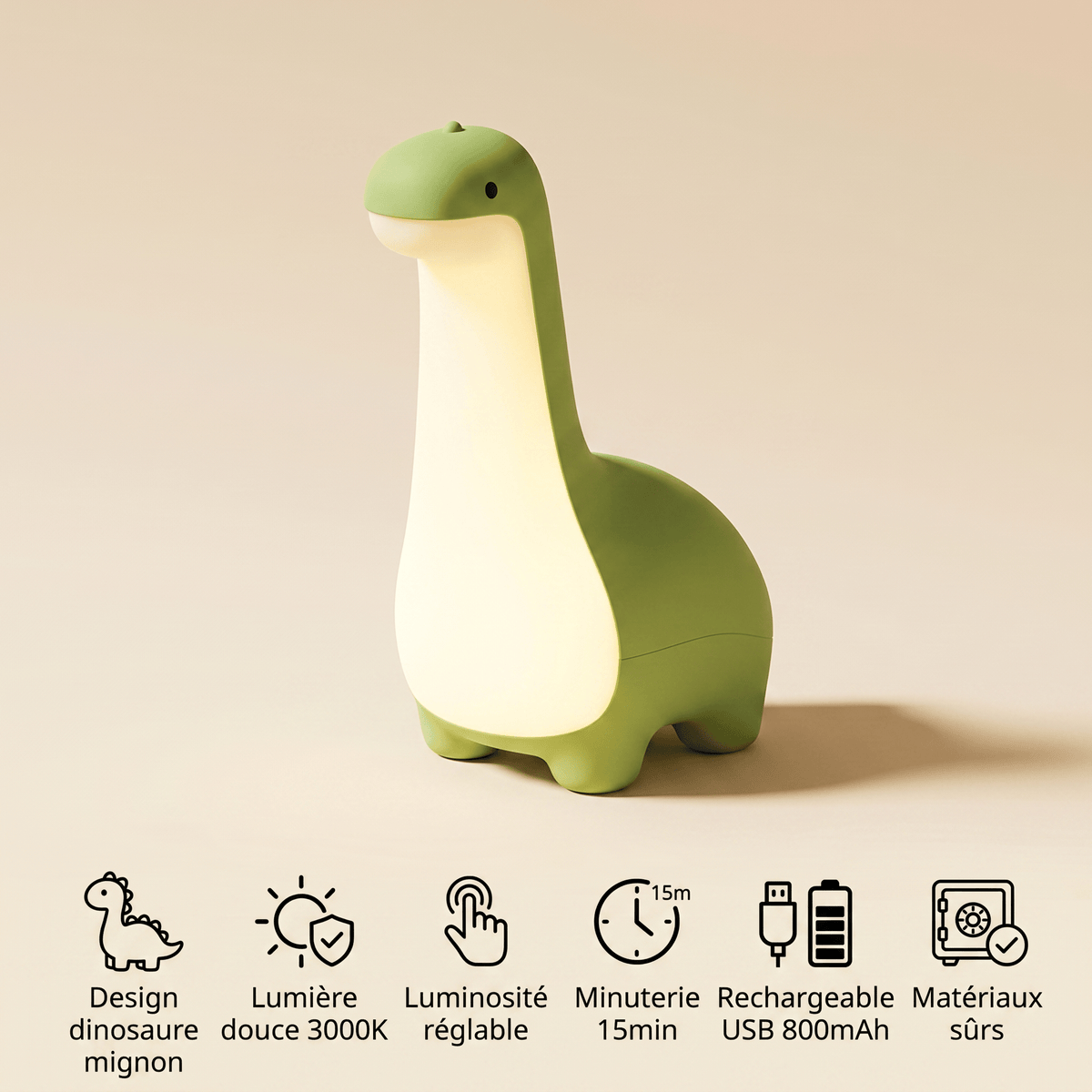 Veilleuse dinosaure pour bébé rechargeable Les Petites Loupiotes