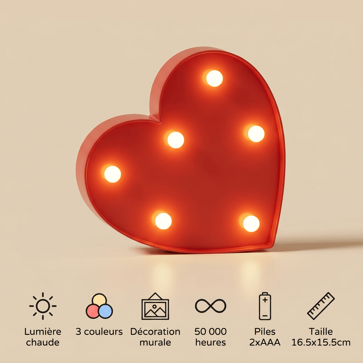 Veilleuse en forme de coeur LED Les Petites Loupiotes