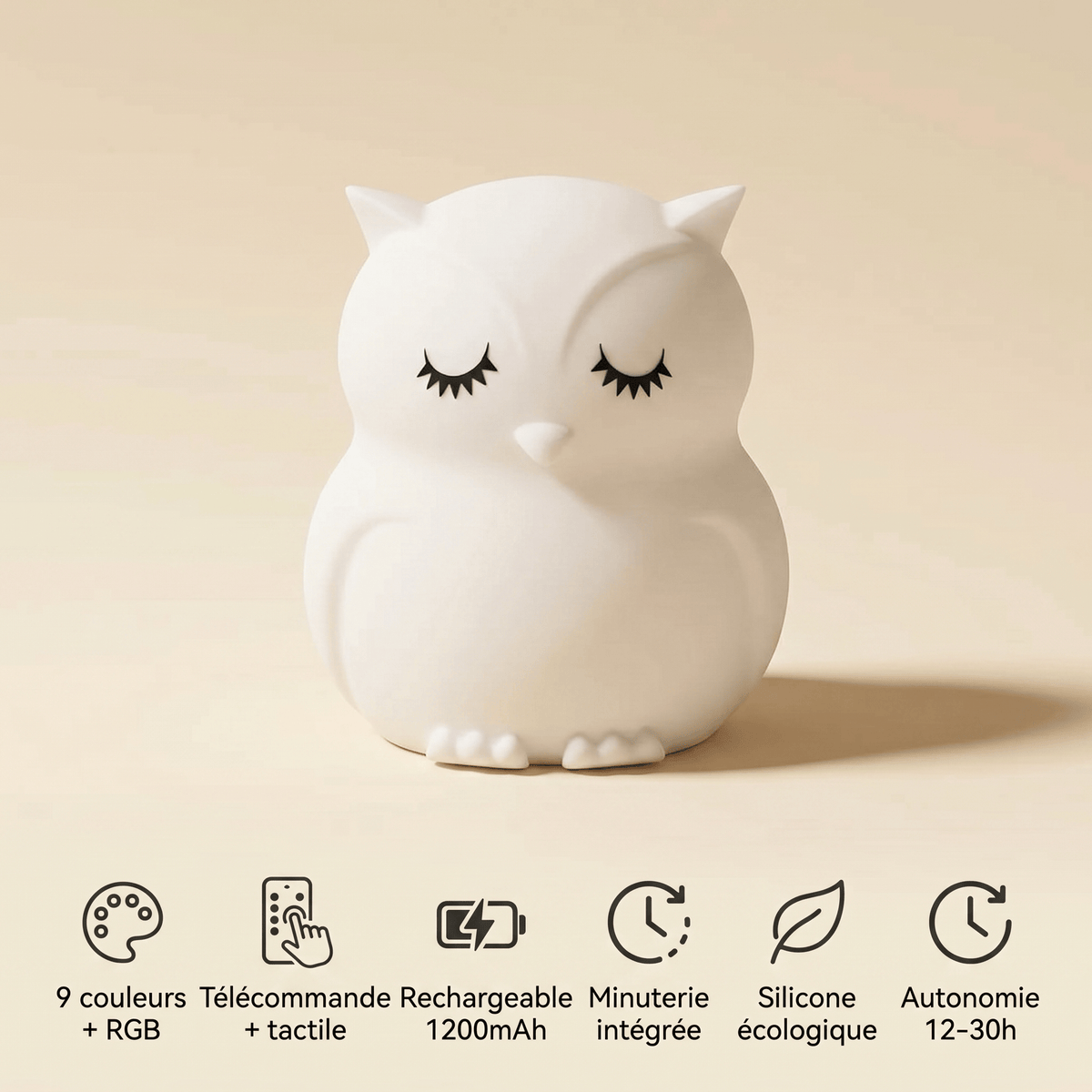 Veilleuse enfant hibou rechargeable LED Les Petites Loupiotes