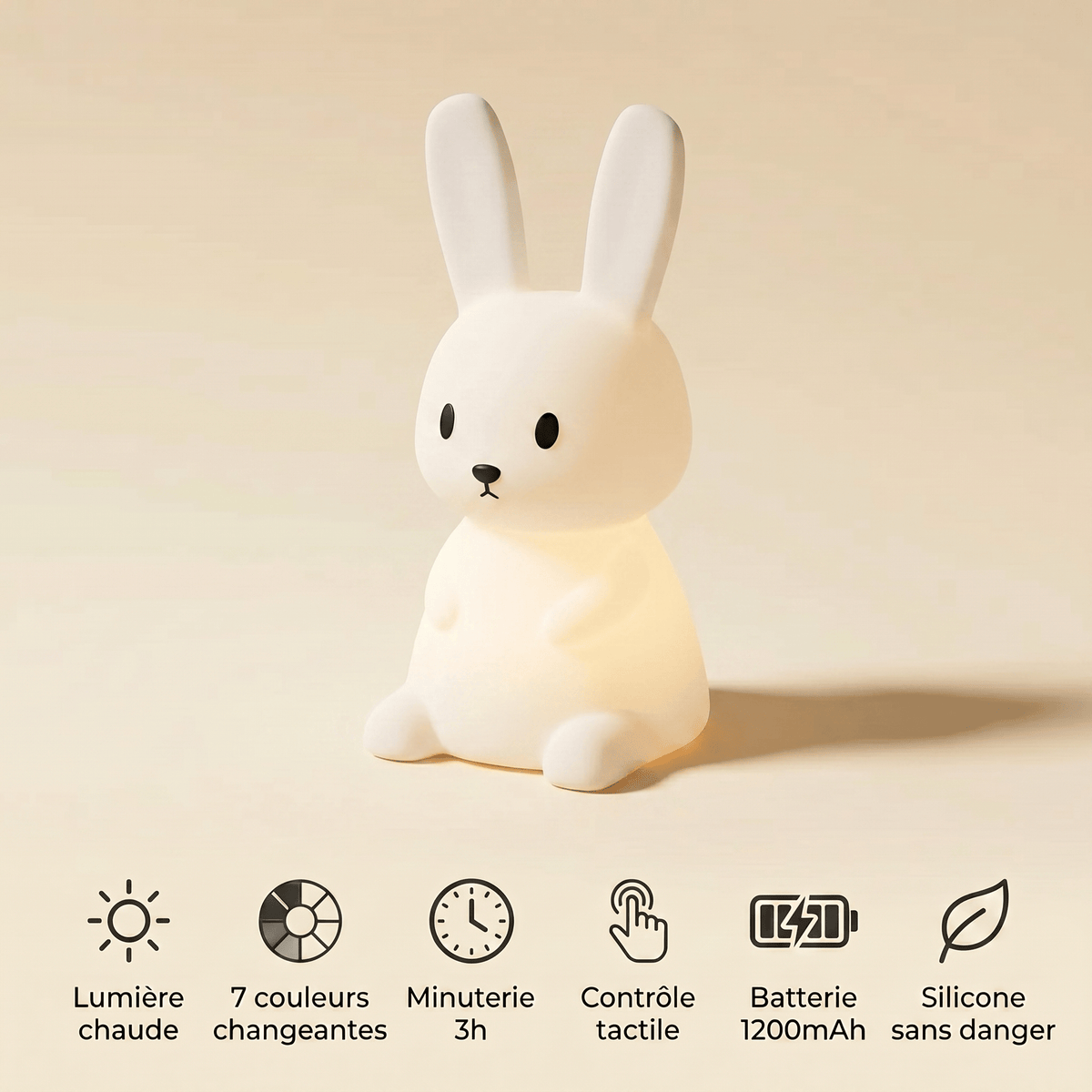 Veilleuse enfant lapin rechargeable LED Les Petites Loupiotes