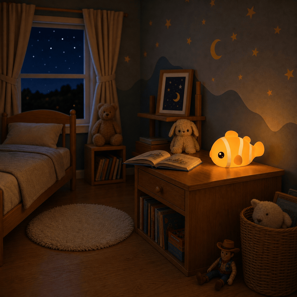 Veilleuse enfant poisson fluo rechargeable LED Les Petites Loupiotes