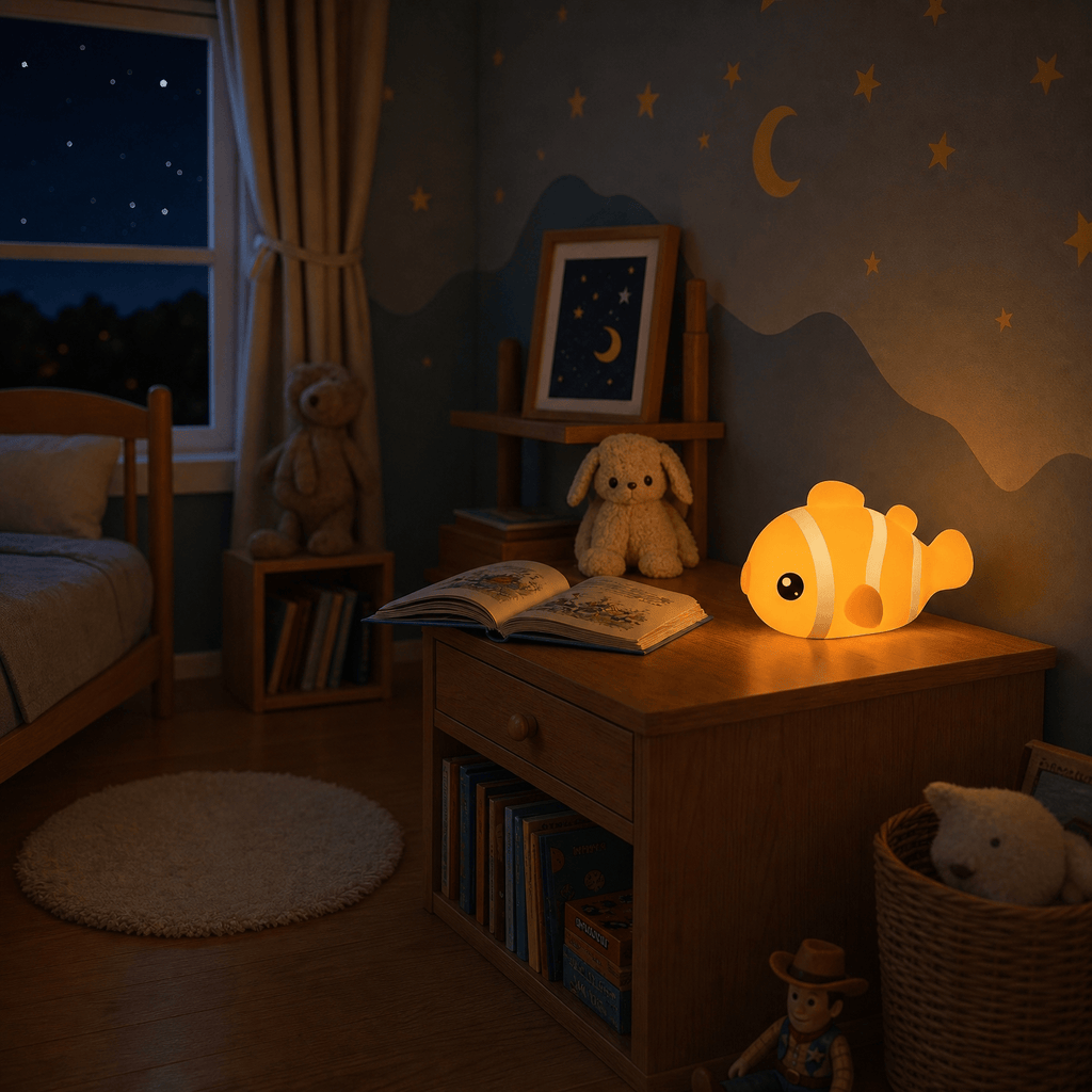 Veilleuse enfant poisson fluo rechargeable LED Les Petites Loupiotes