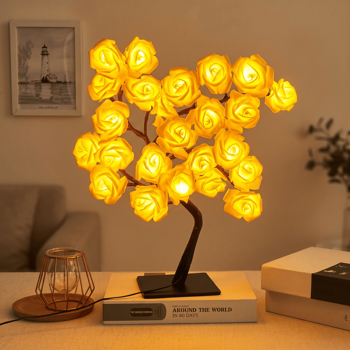Veilleuse fleur rose rechargeable LED Les Petites Loupiotes