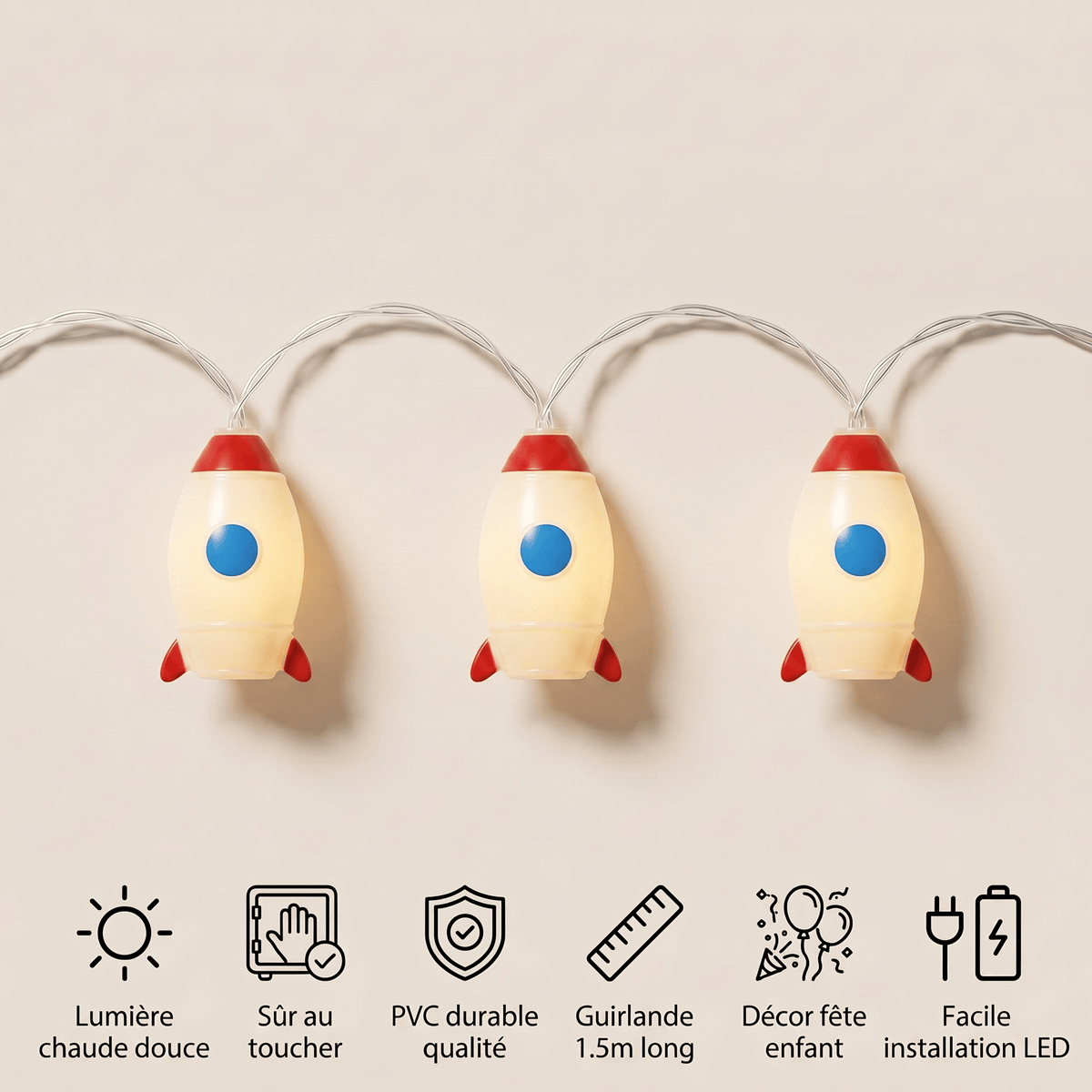 Veilleuse guirlande lumineuse fusée Les Petites Loupiotes