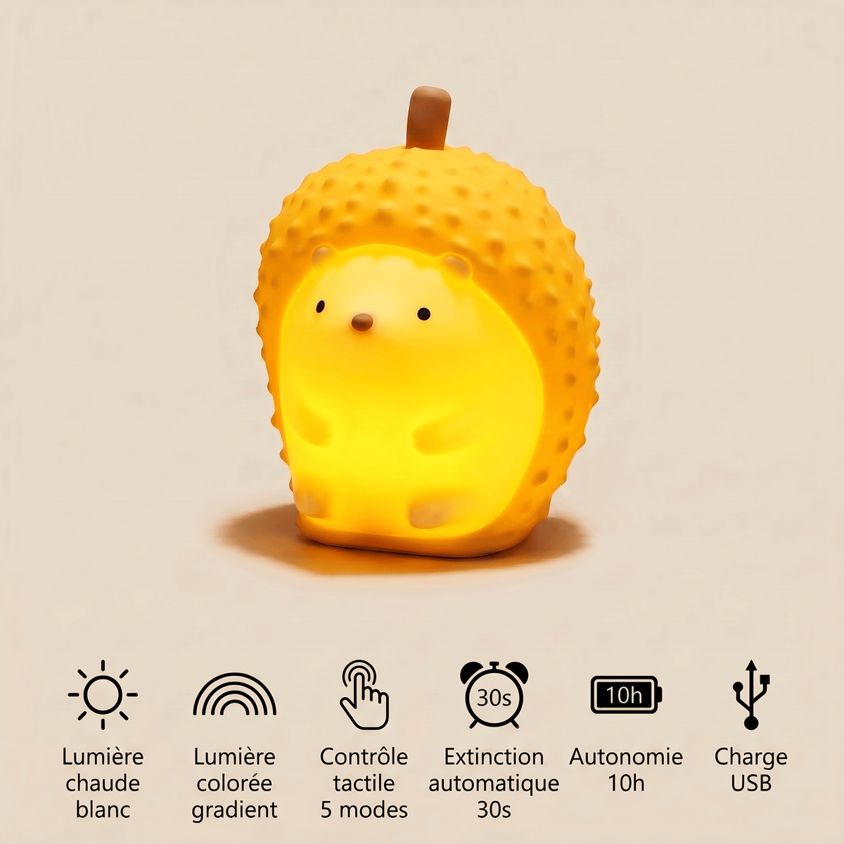 Veilleuse hérisson LED rechargeable Les Petites Loupiotes