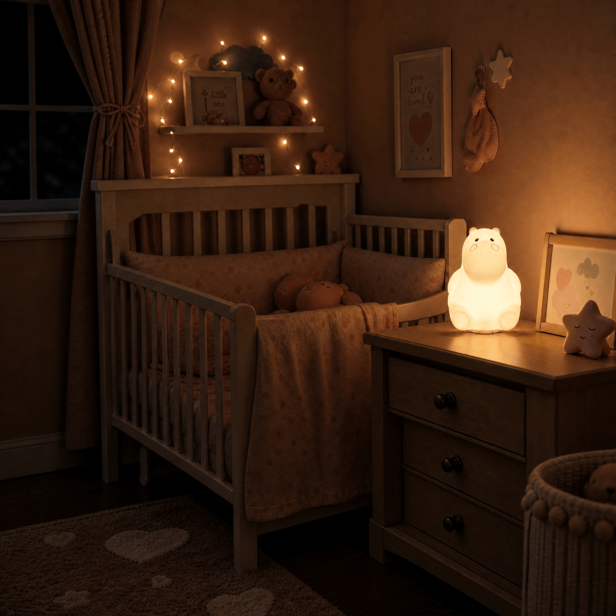 Veilleuse hippopotame bébé rechargeable LED Les Petites Loupiotes