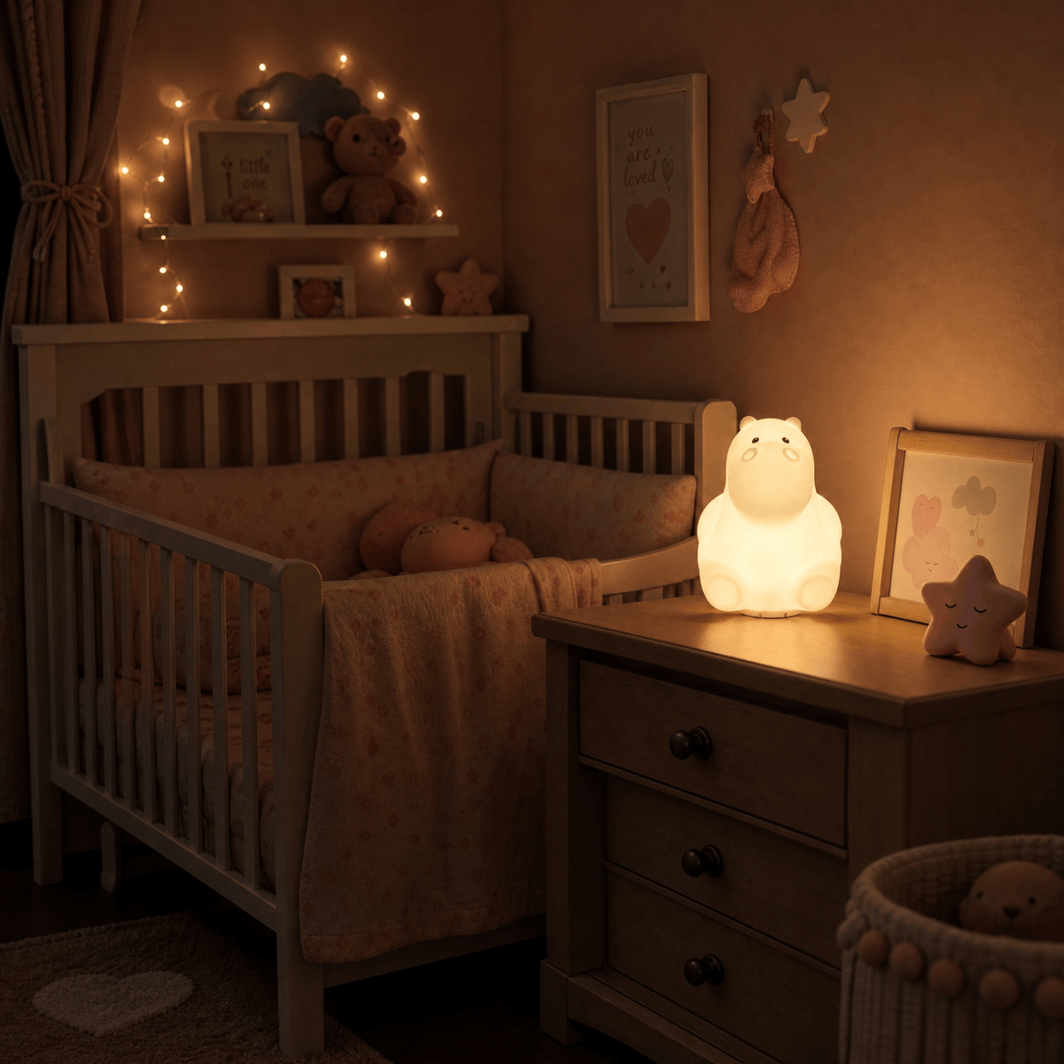 Veilleuse hippopotame bébé rechargeable LED Les Petites Loupiotes