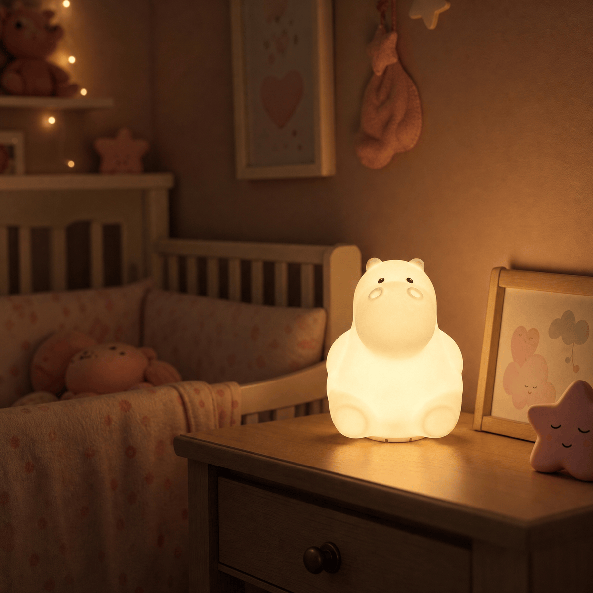 Veilleuse hippopotame bébé rechargeable LED Les Petites Loupiotes