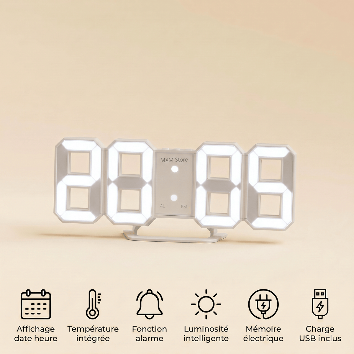 Veilleuse horloge murale digitale rechargeable Les Petites Loupiotes