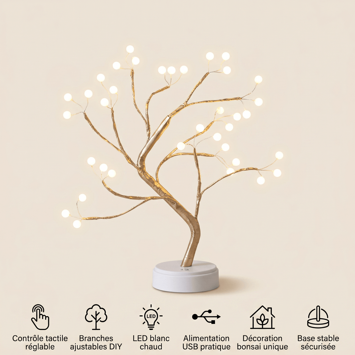 Veilleuse lampe arbre tactile rechargeable LED Les Petites Loupiotes