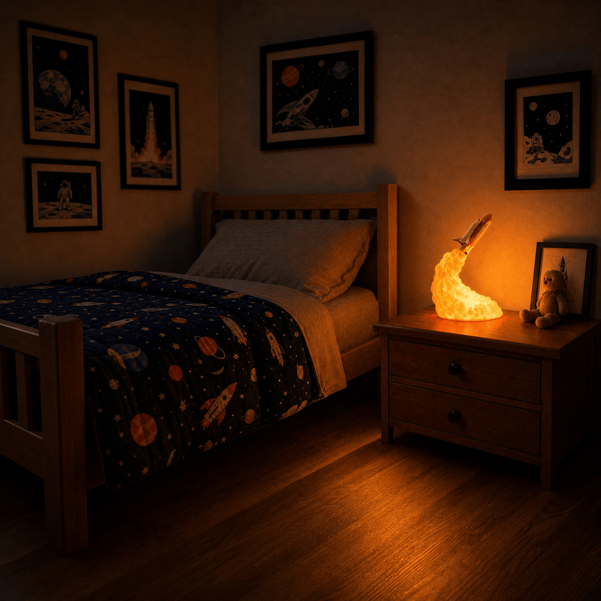 Veilleuse lampe fusée 3D rechargeable LED Les Petites Loupiotes