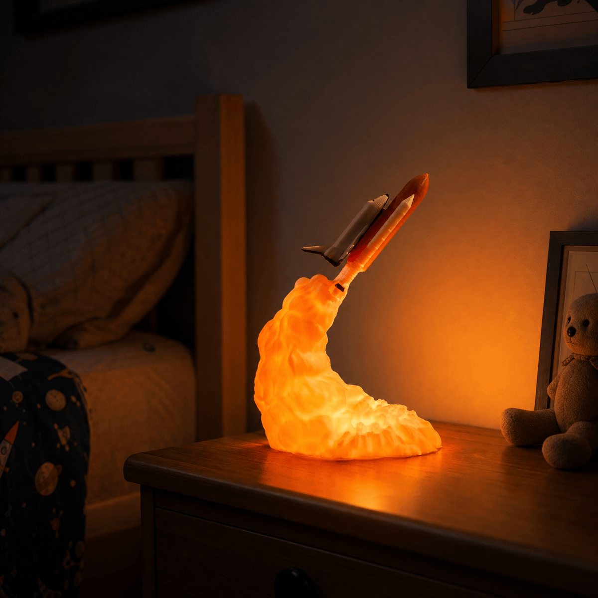 Veilleuse lampe fusée 3D rechargeable LED Les Petites Loupiotes