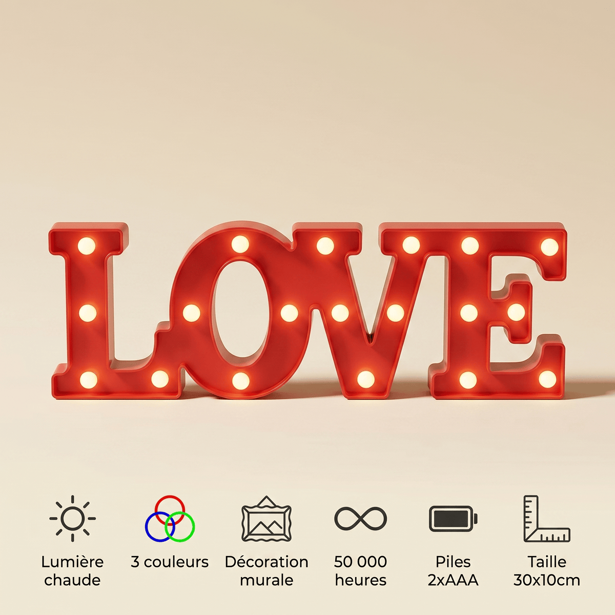 Veilleuse lampe LED love Les Petites Loupiotes