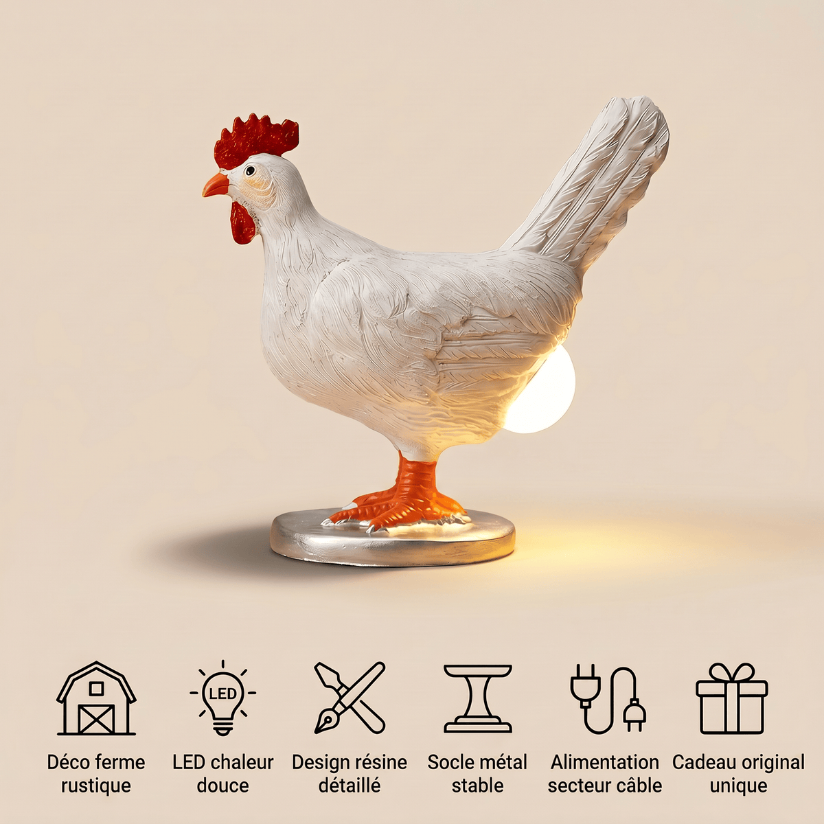 Veilleuse lampe poule LED Les Petites Loupiotes