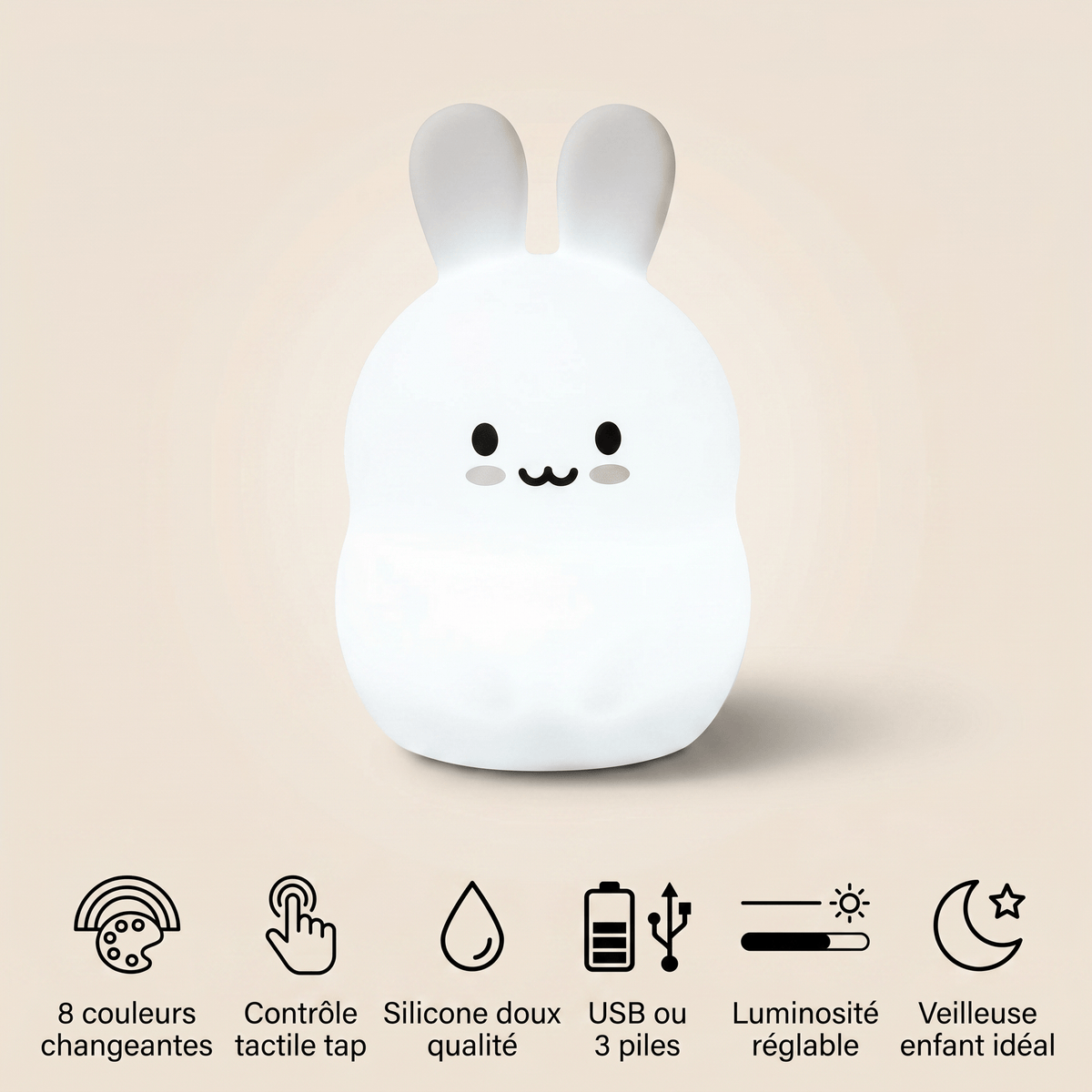 Veilleuse lapin lampe de chevet LED Les Petites Loupiotes