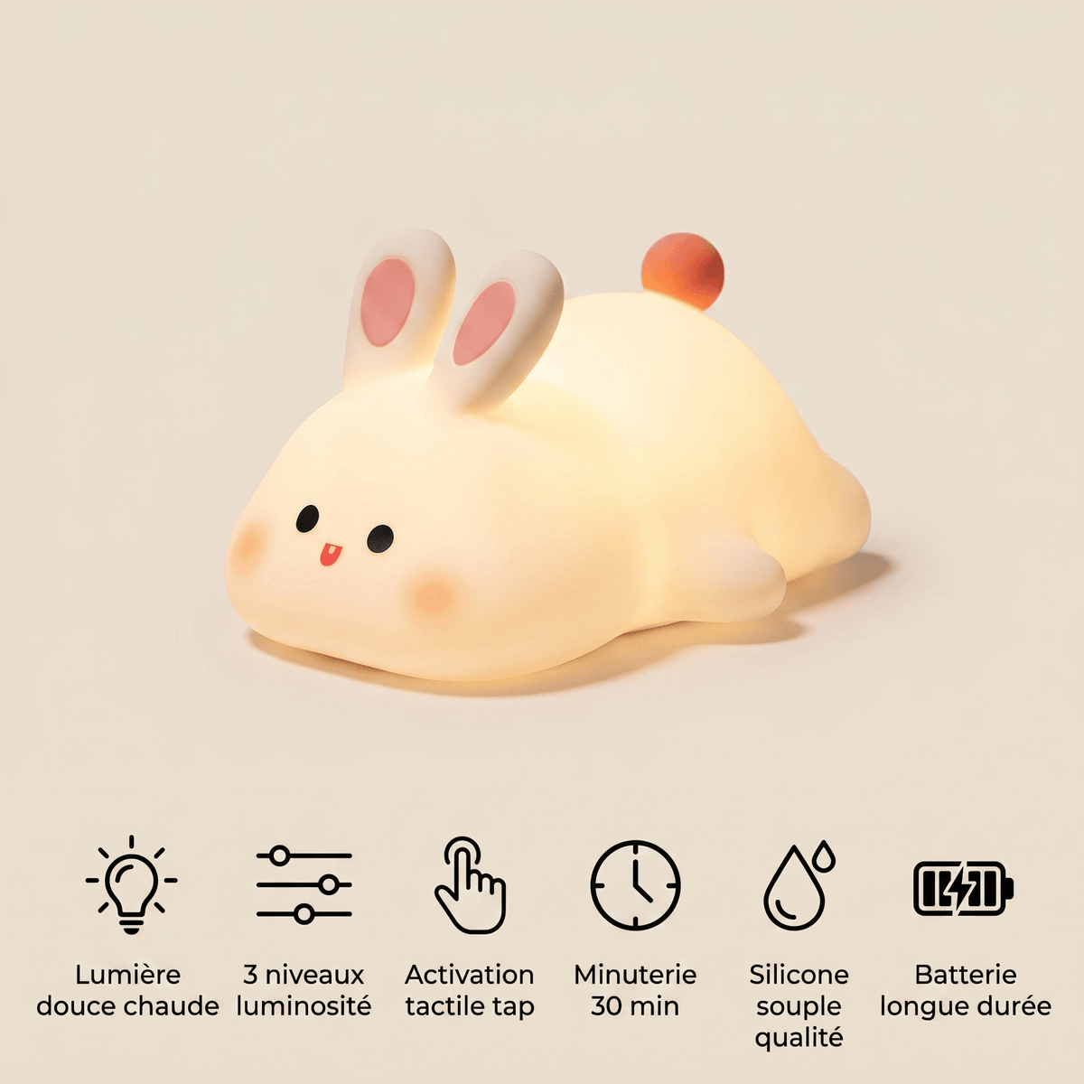 Veilleuse lapin pour enfant rechargeable Les Petites Loupiotes