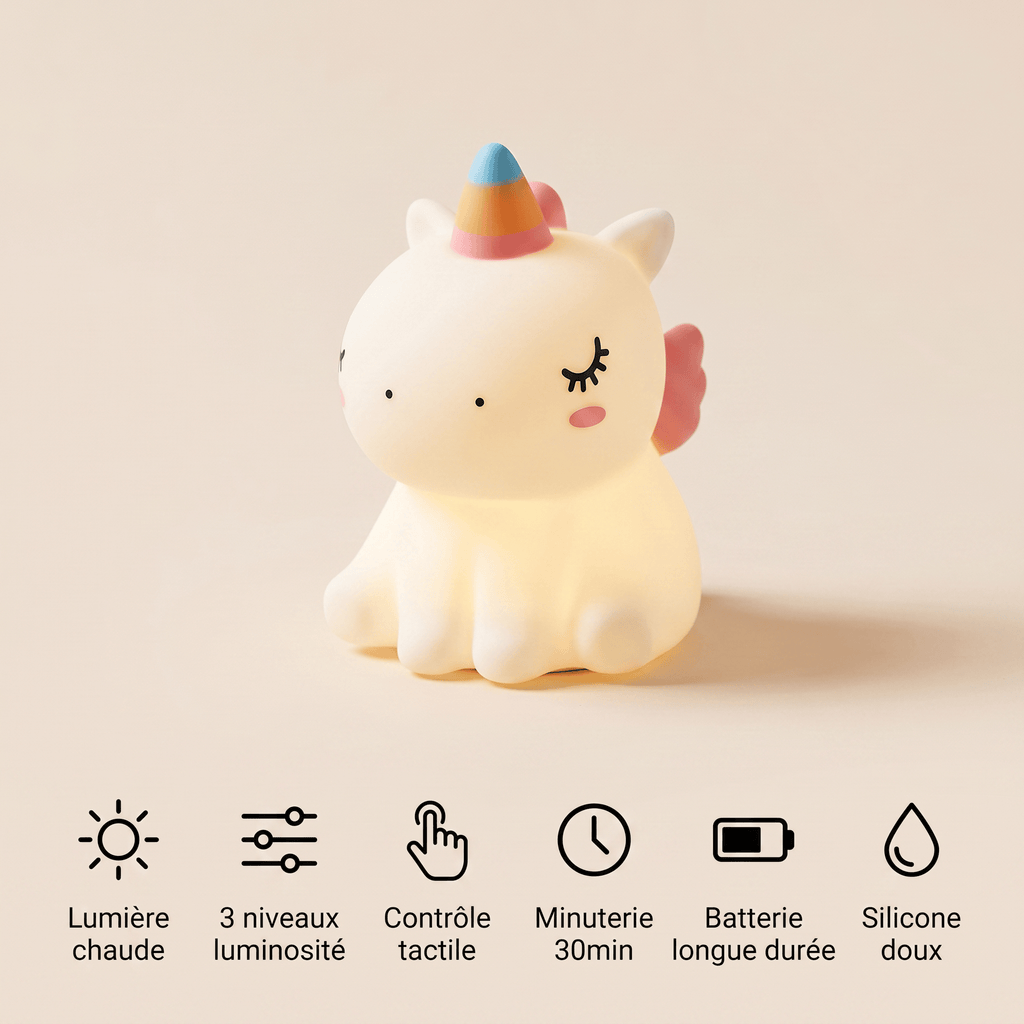 Veilleuse licorne bébé rechargeable LED Les Petites Loupiotes
