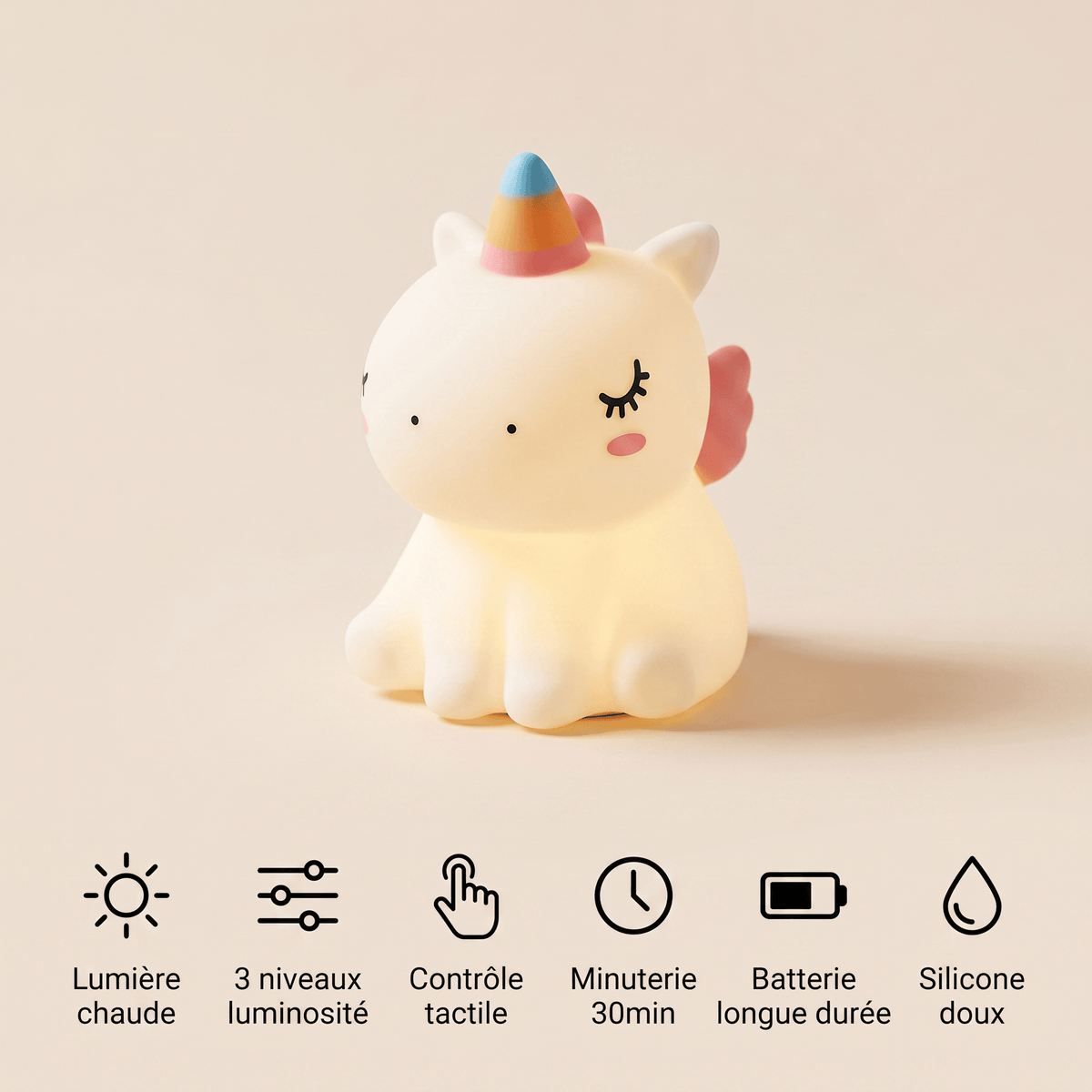 Veilleuse licorne bébé rechargeable LED Les Petites Loupiotes