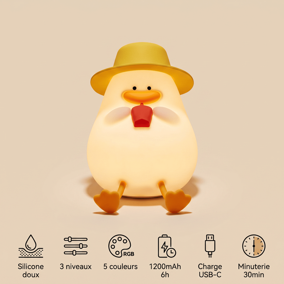 Veilleuse lumineuse canard rechargeable LED Les Petites Loupiotes