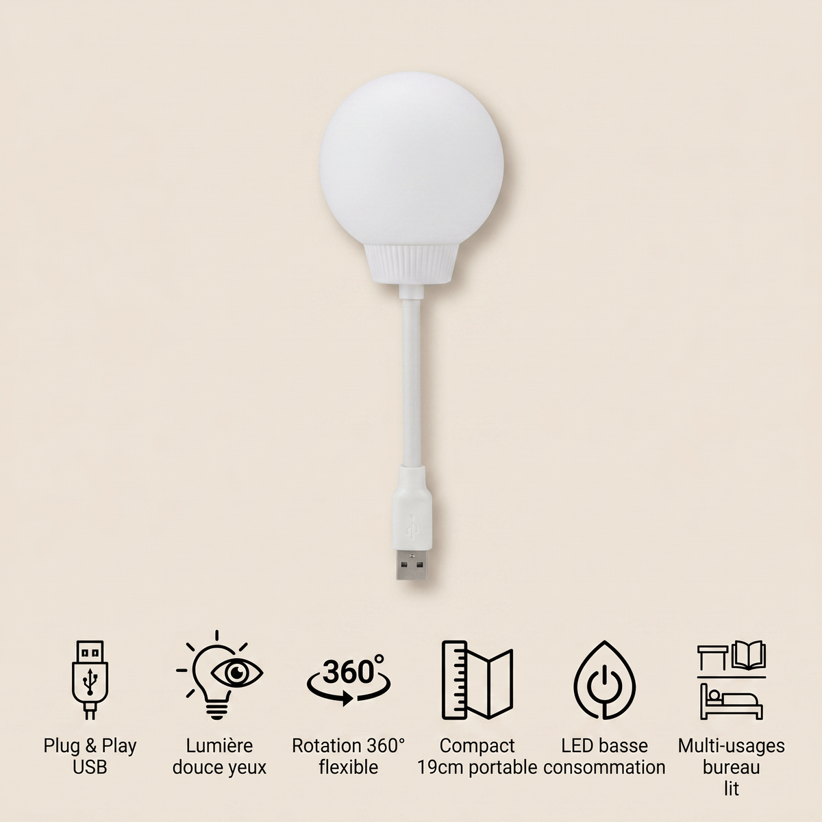 Veilleuse lune USB rechargeable LED Les Petites Loupiotes