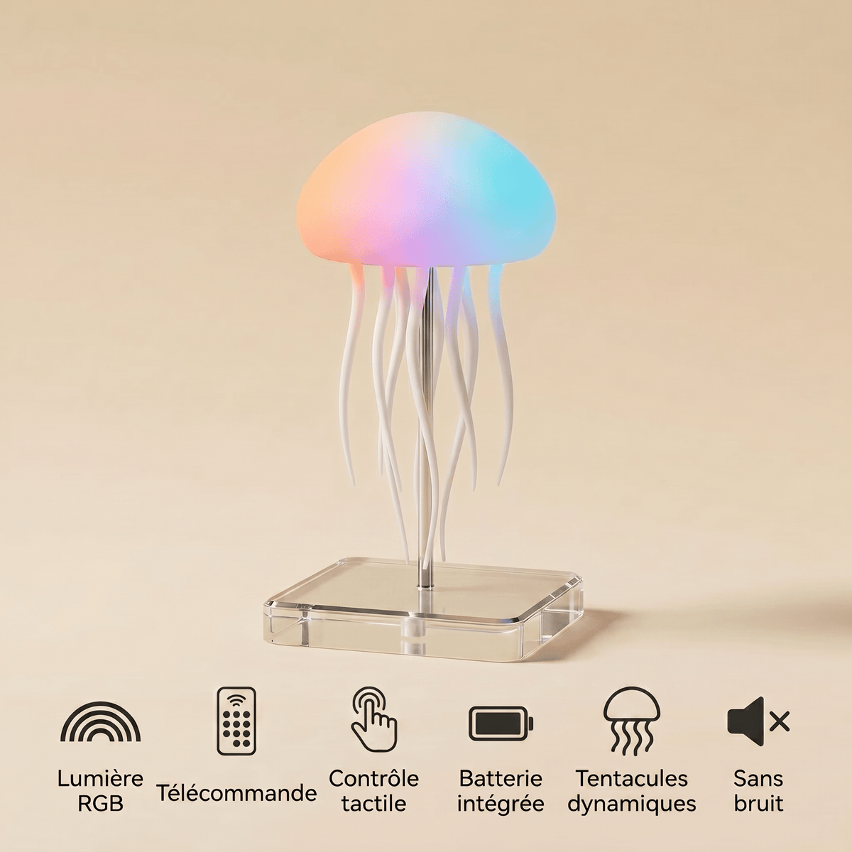Veilleuse méduse tactile rechargeable LED Les Petites Loupiotes