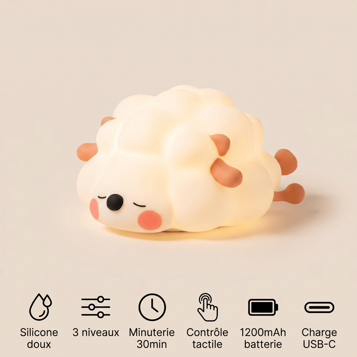 Veilleuse mouton bébé rechargeable LED Les Petites Loupiotes