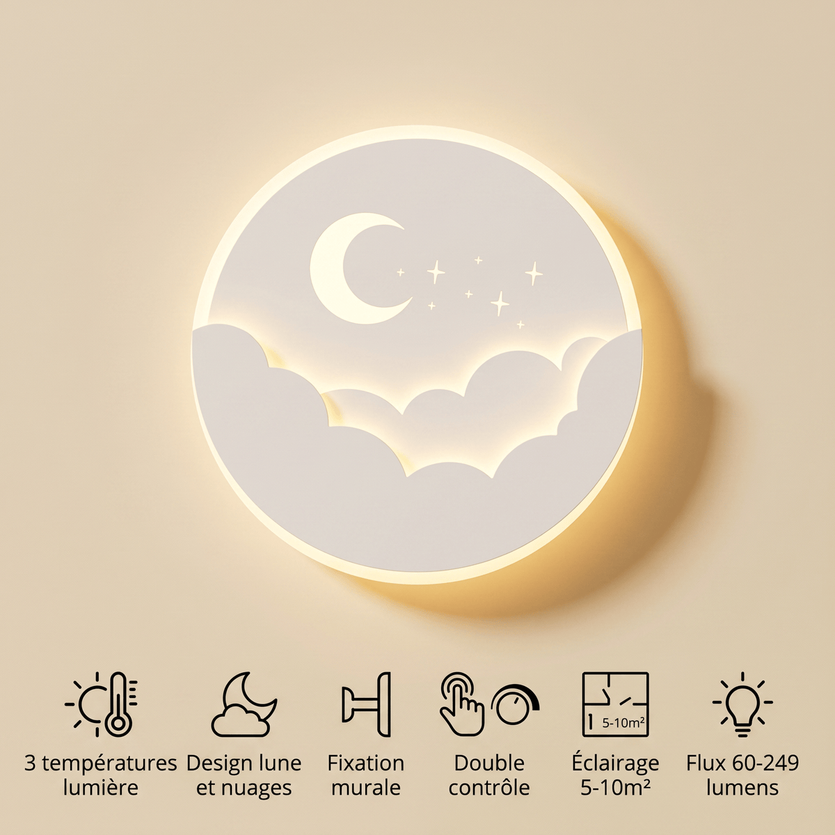 Veilleuse murale lune LED Les Petites Loupiotes