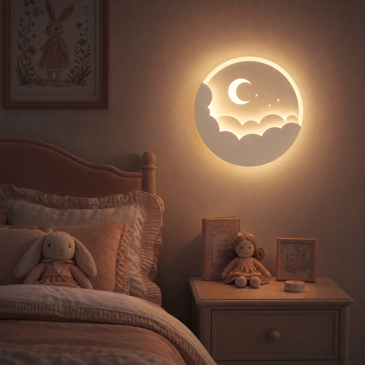 Veilleuse murale nuage lune rechargeable LED Les Petites Loupiotes